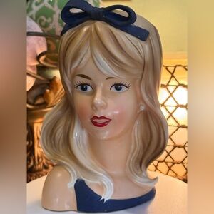 CAFFCO #E-1344 Ceramic Lady Head Vase - 7”
